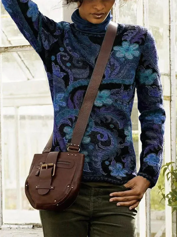 Casual National Style Print Coat Double-Layered Poncho