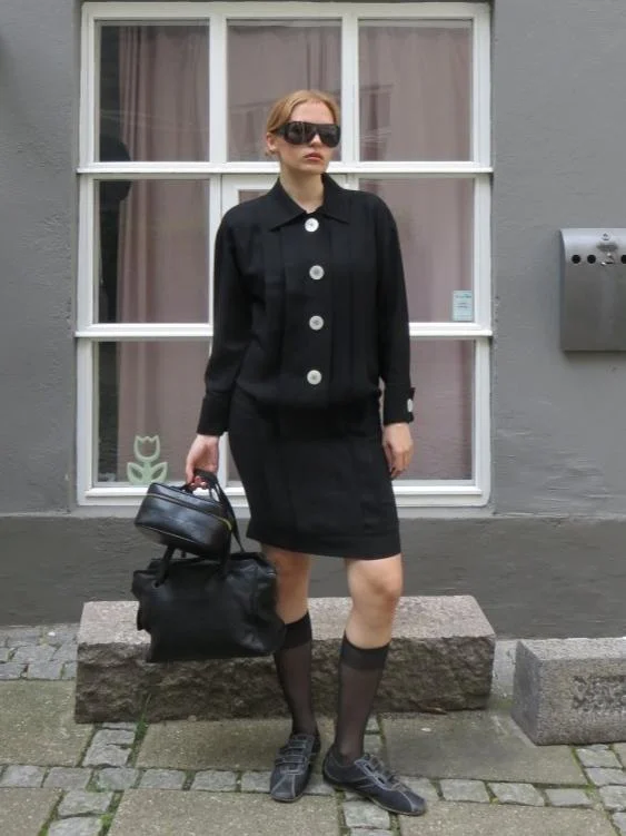 Chanel black silk dress