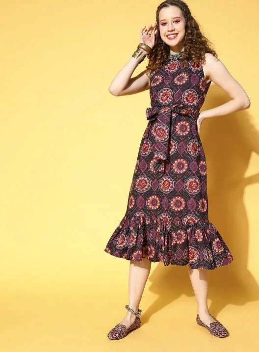 Classic Black Ethnic Motifs All in the Details Dress