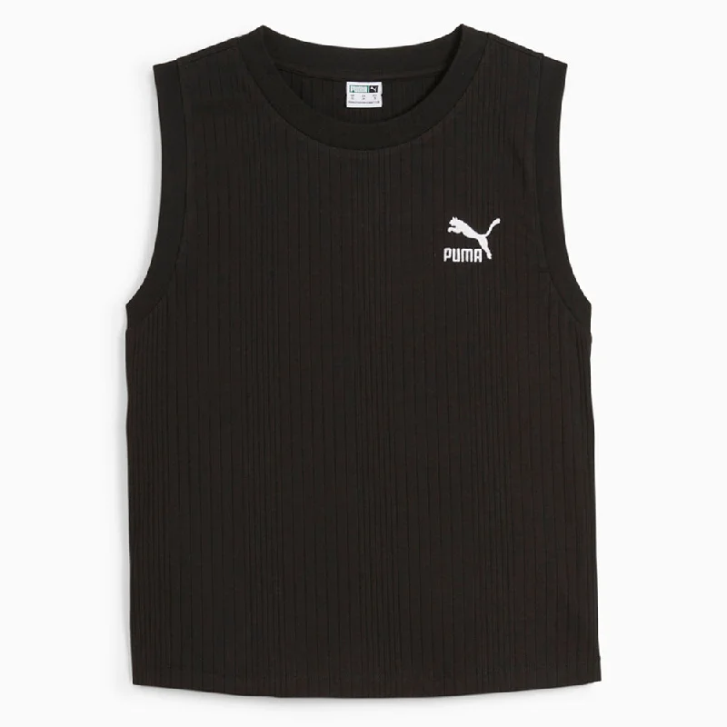 Classics Ribbed Relaxed Embroidered Logo Crew Neck Tank Top metallic tank top