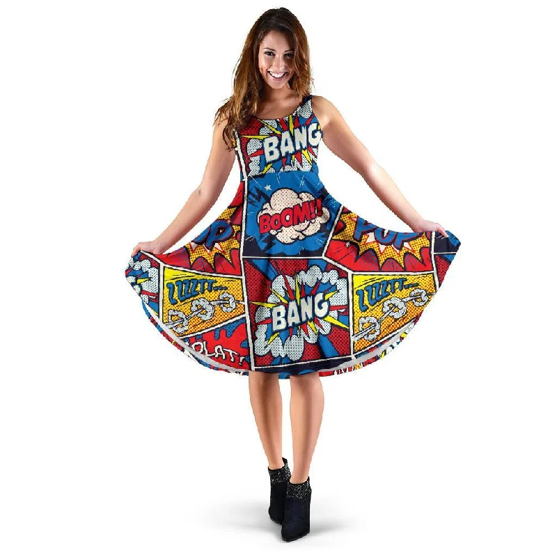 Comic Strip Book Pattern Print Dress