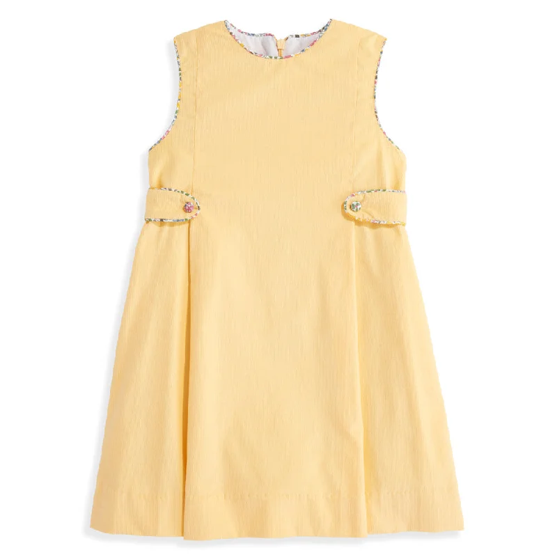 Corduroy Side Tab Dress -- Yellow w/ Mayberry