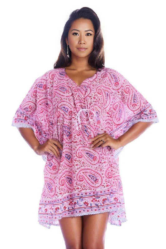 Cotton Block Print Short Kaftan Dress