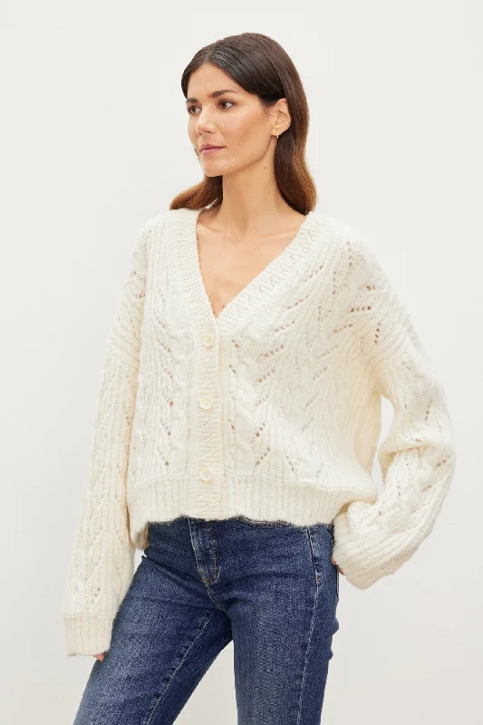 ELISA ALPACA BLEND CARDIGAN Fleece Cardigan Nylon Polyester