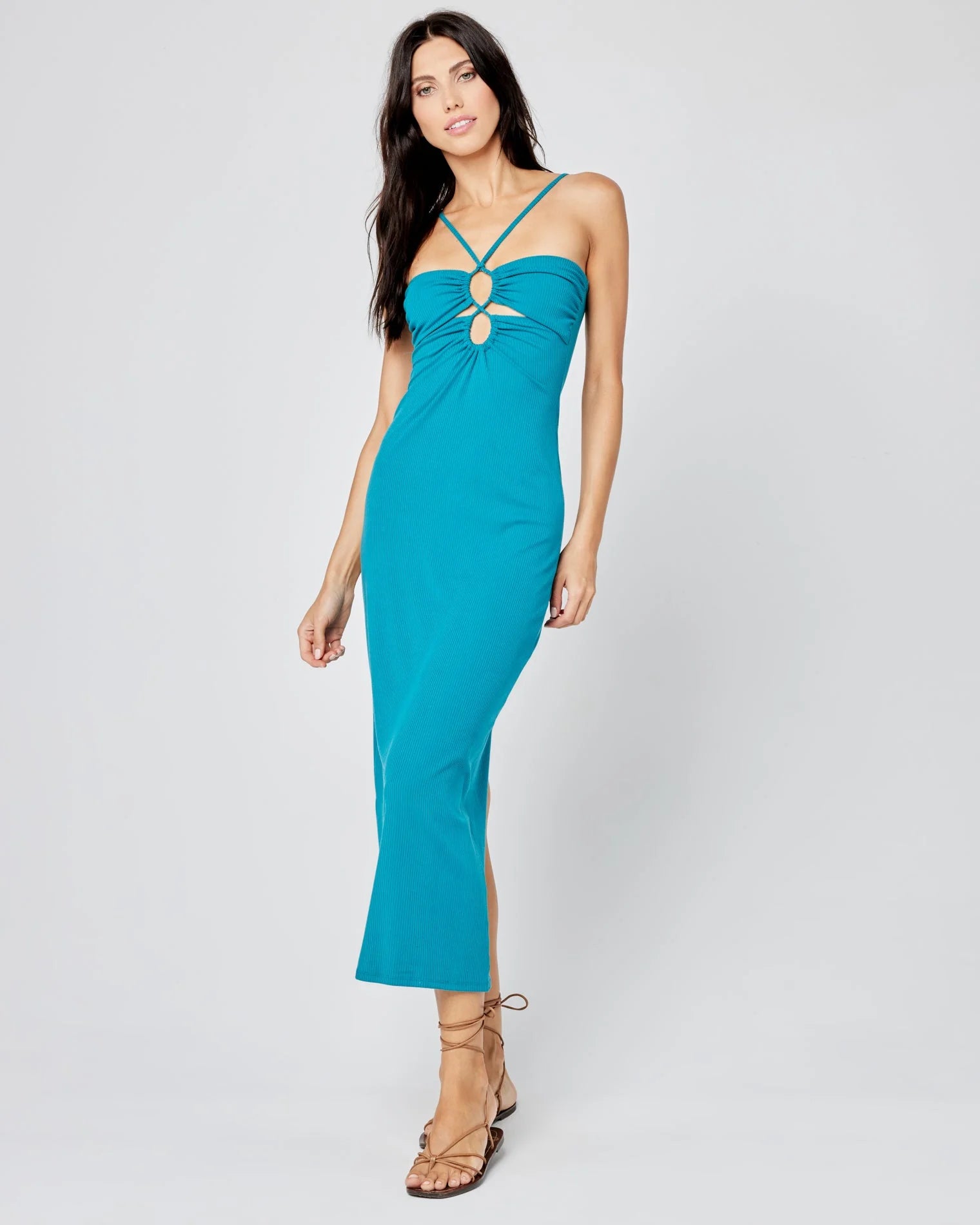 ELLERY Ribbed Dress in Deep Sea