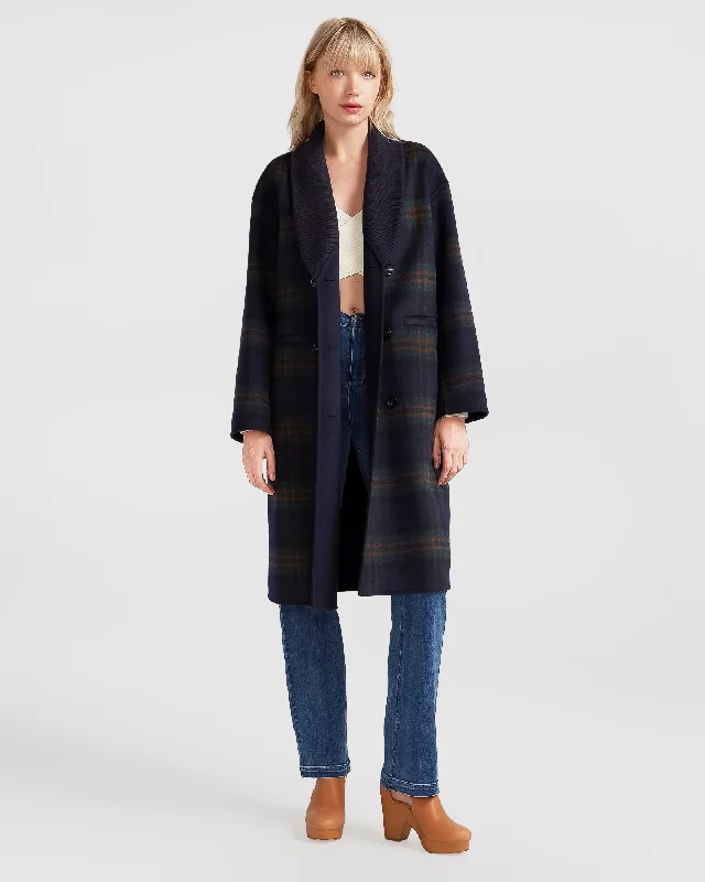 Empire State of Mind Collared Coat - French Navy Double-Breasted Trench