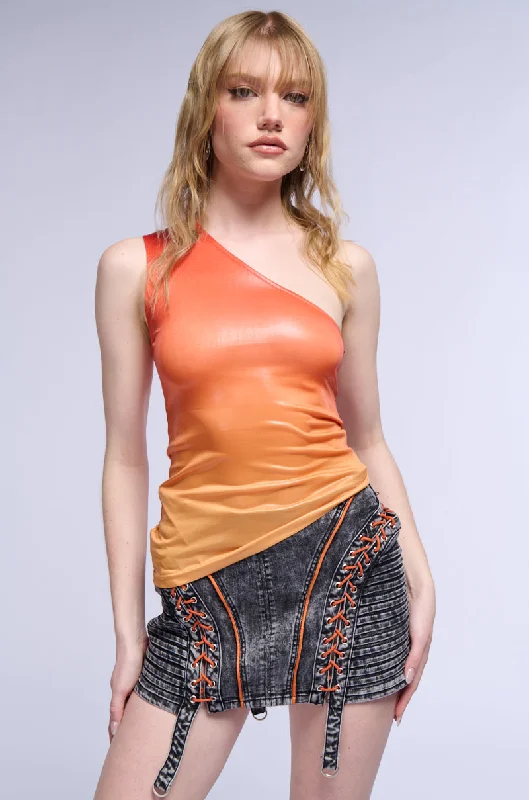 FEEL THE HEAT OMBRE ONE SHOULDER TANK TOP stretchy tank top