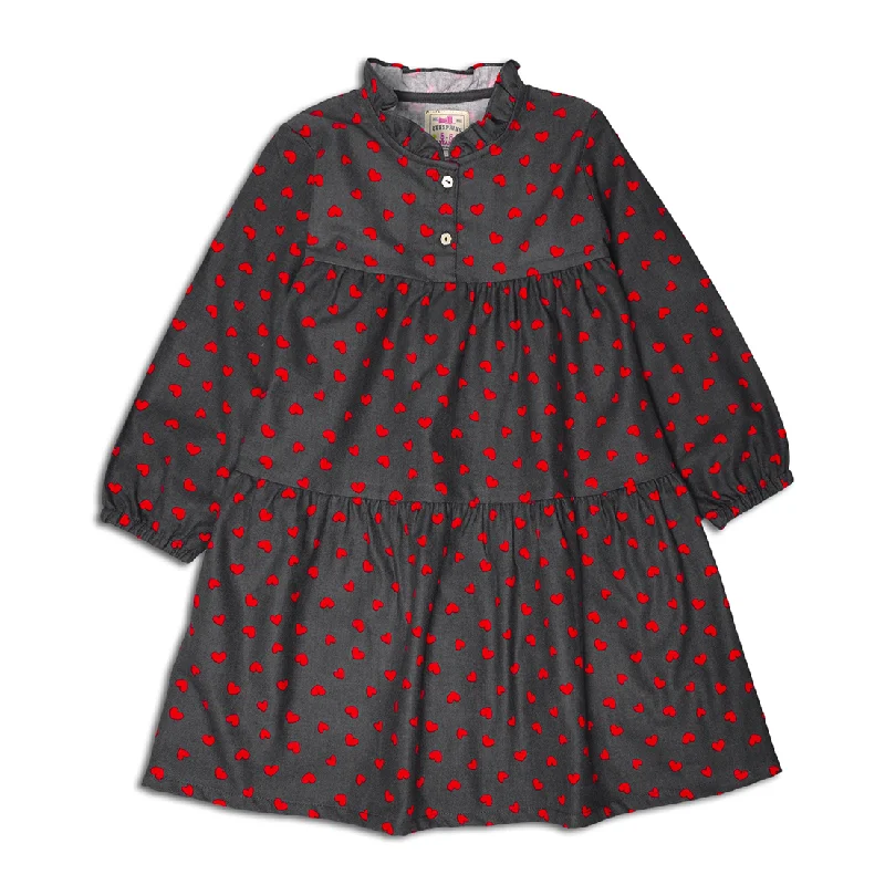 Charcoal Printed Flannel Dress