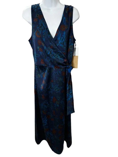 HALOGEN Size M blue and rust Dress