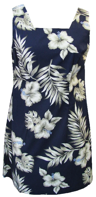 Hibiscus Monstera Women's A-Line Short Tank Hawaiian Dress (Petite Size)