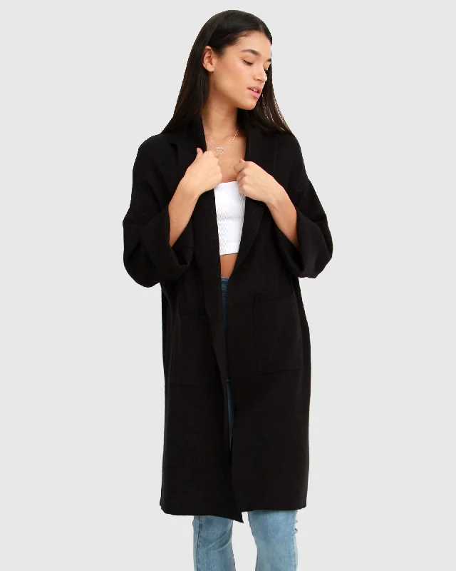 Hold The Line Coatigan - Black Vintage Suede Jacket