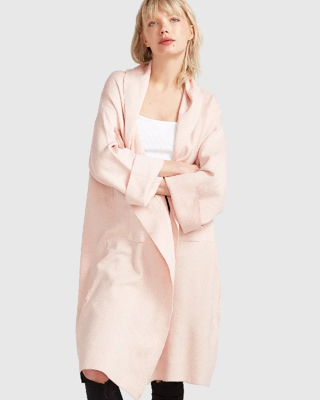 Hold The Line Coatigan - Pale Pink Sporty Zip-Up Jacket