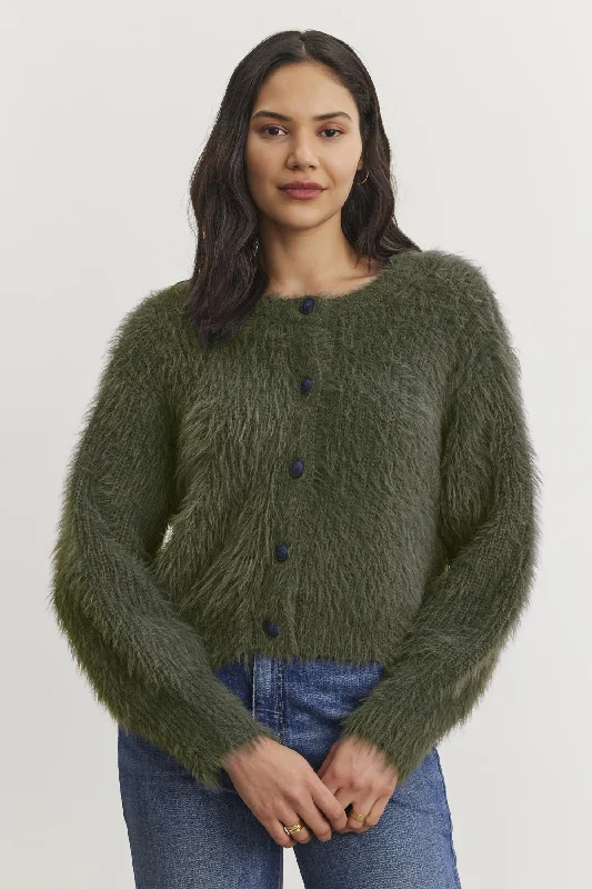 HOLLAND FEATHER YARN CARDIGAN Transparent Opaque Sheer