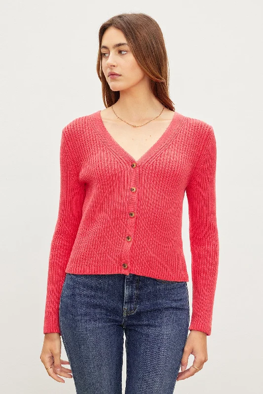 HYDIE BUTTON FRONT CARDIGAN Terry Terry Cloth Terry Knit