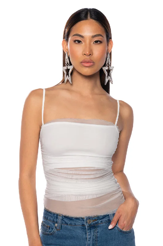 IMOGEN SQUARE NECK MESH TANK TOP coral tank top