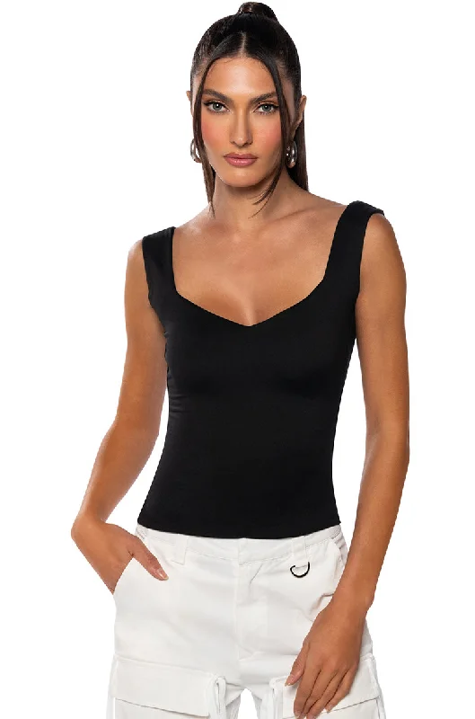 KAYA SWEETHEART CUT LOW BACK TANK TOP open back tank