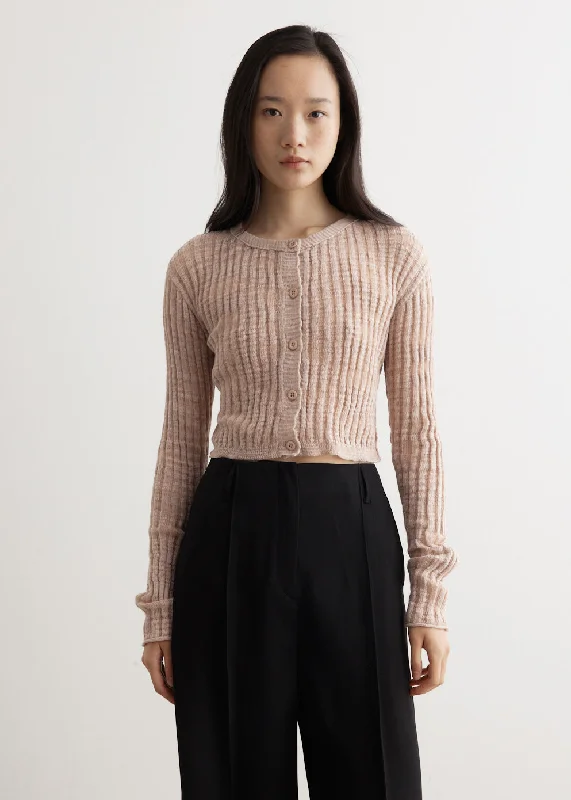 Kikos Slub Linen Cardigan Cashmere Blend Cotton Blend Poly Blend