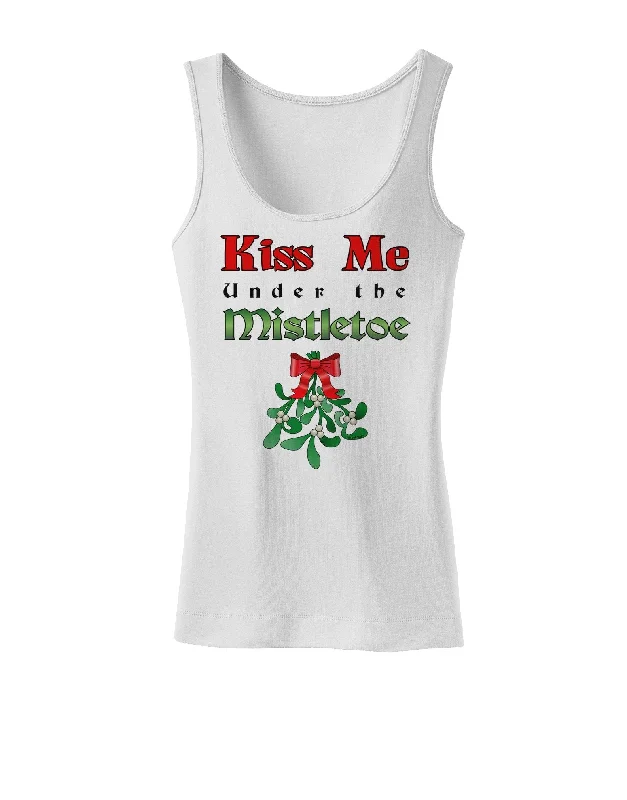Kiss Me Under the Mistletoe Christmas Womens Tank Top strappy tank top