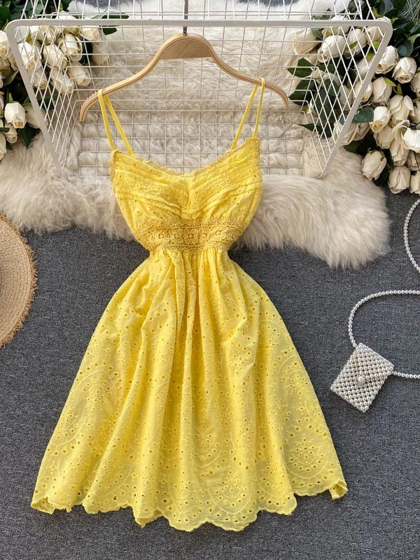 Lace Bright Yellow Eyelet Dress