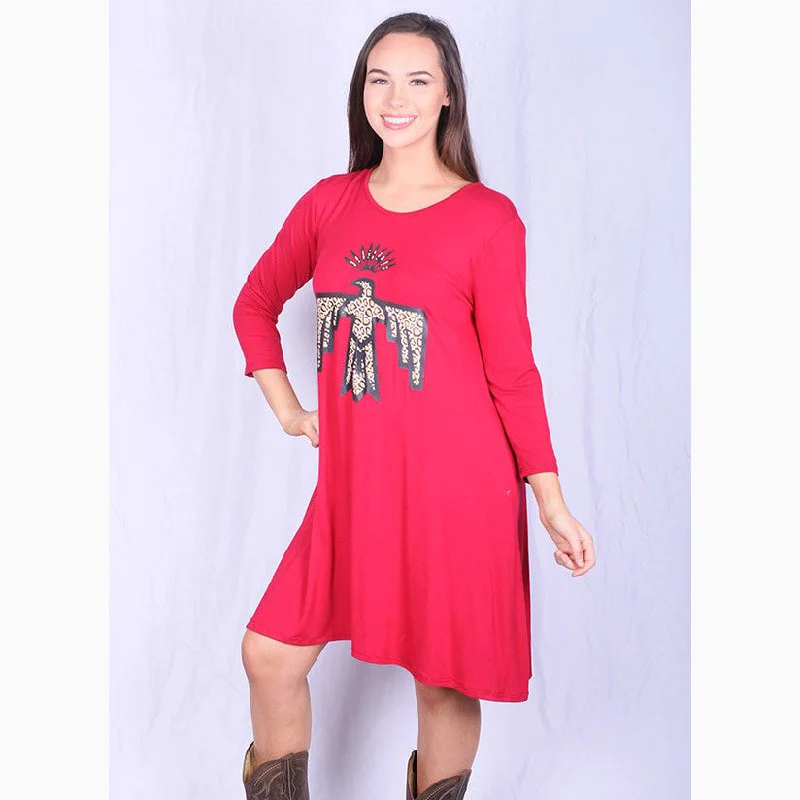 Lady's World Women's Red Cheetah Thunderbird Dress