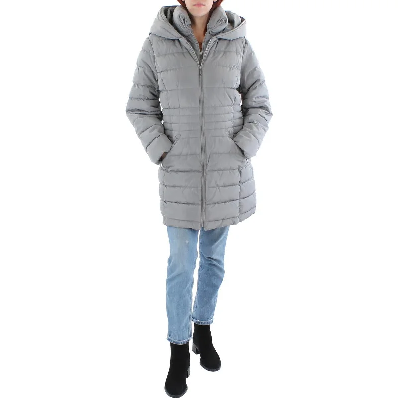 Laundry by Shelli Segal Womens Plus Quilted Cold Weather Long Coat Luxe Faux Fur Coat