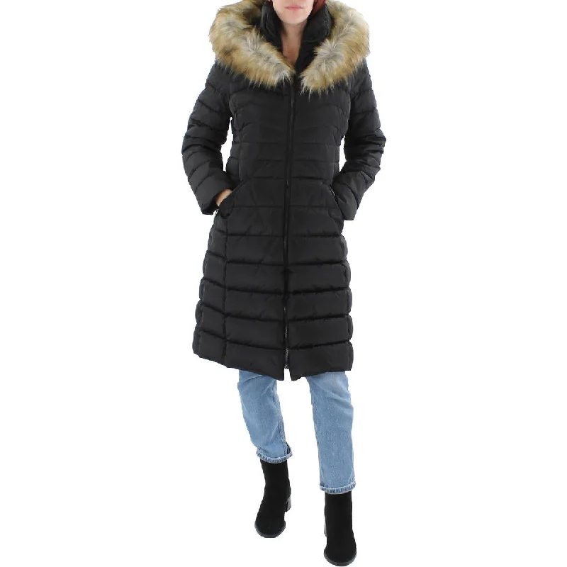 Laundry by Shelli Segal Womens Quilted Cold Weather Long Coat Oversized Teddy Coat
