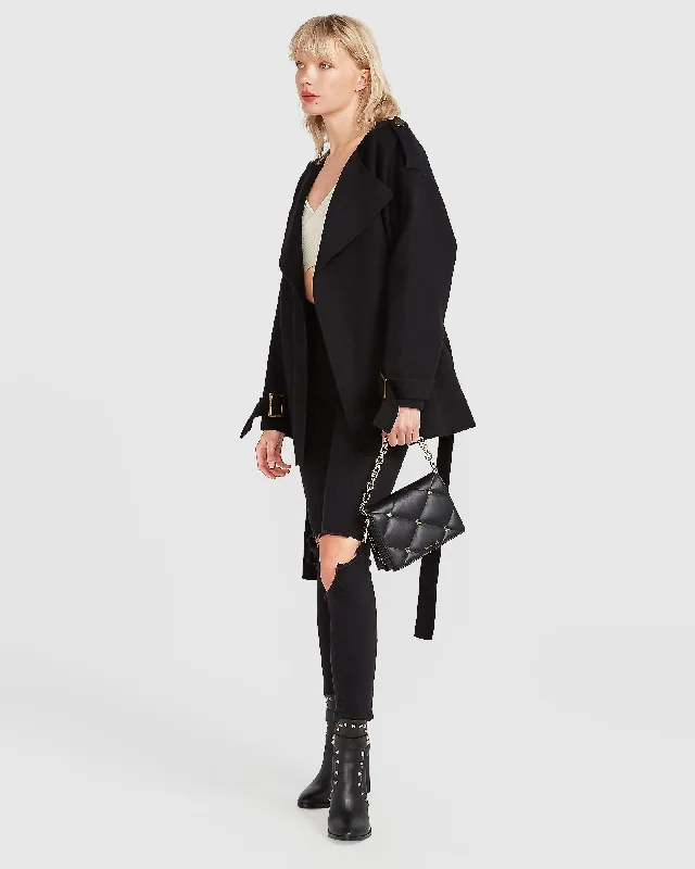 Let Me Go Collarless Coat - Black Puffy Insulated Vest