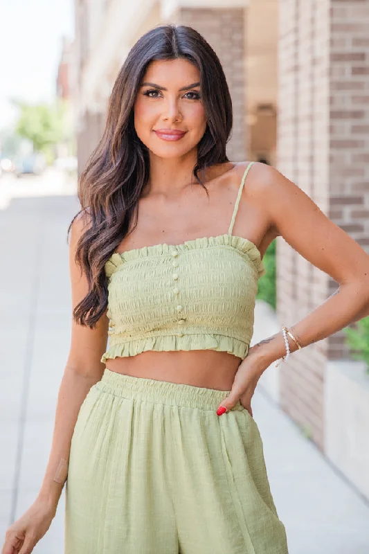 Luckier Than Most Kiwi Smocked Tank Top FINAL SALE sequin tank top