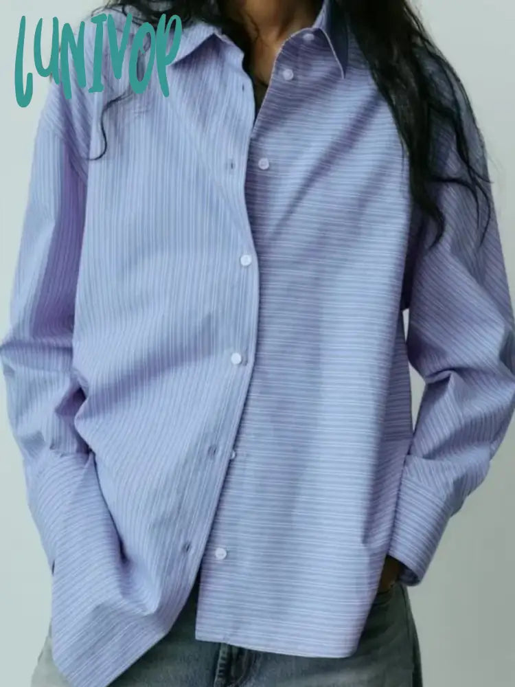 Lunivop Blue Striped Shirts For Women 2024 Spring Long Sleeve Lapel Collar Irregular Hem Blouse Femme Casual Fashion Blouses Outerwear Collared Pea Coat Lunivop Blue Striped Shirts For Women 2024 Spring Long Sleeve Lapel Collar Irregular Hem Blouse Femme Casual Fashion Blouses Outerwear Collared Pea Coat