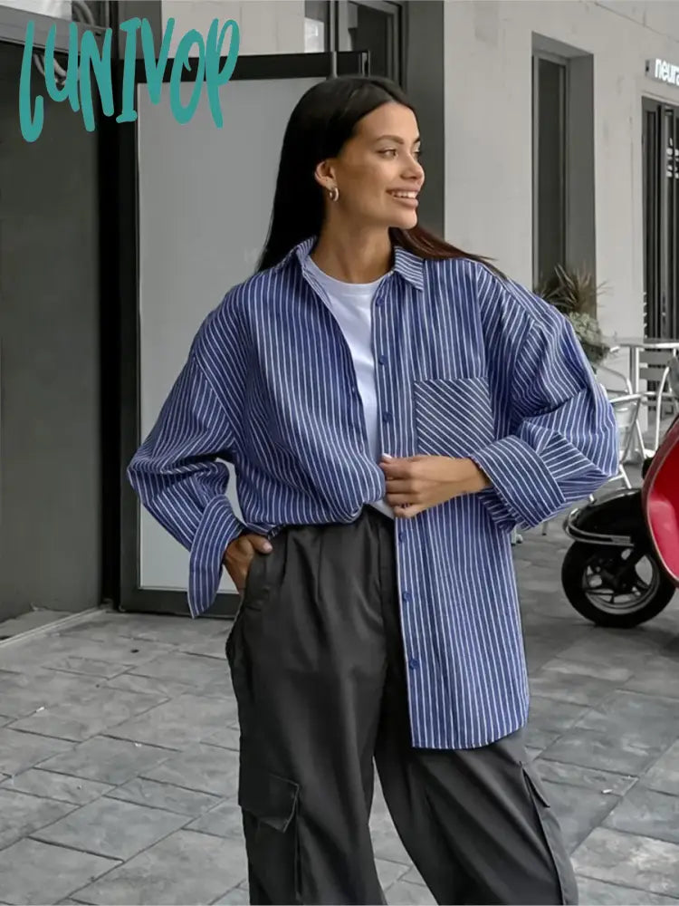 Lunivop Pocket Striped Blouses Female Long Sleeve Single Breasted Long Sleeve Shirt Tops 2024 Spring New Casual Fashion Blouse Outerwear Relaxed Utility Shacket Lunivop Pocket Striped Blouses Female Long Sleeve Single Breasted Long Sleeve Shirt Tops 2024 Spring New Casual Fashion Blouse Outerwear Relaxed Utility Shacket