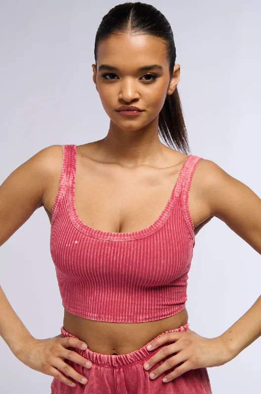 MADDIE WASHED KNIT TANK TOP solid color tank