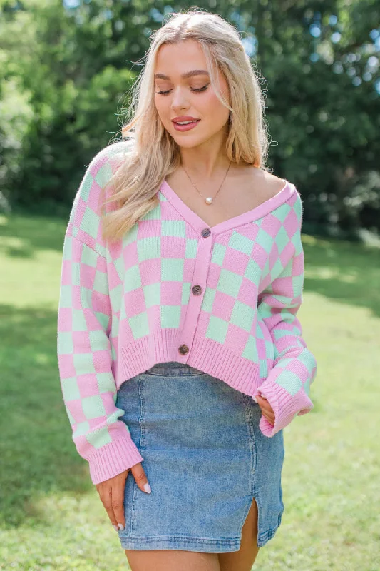 Making Memories In Watermelon Crawl Cropped Checkered Cardigan FINAL SALE Plaid Cardigan Polka Dot Checkered