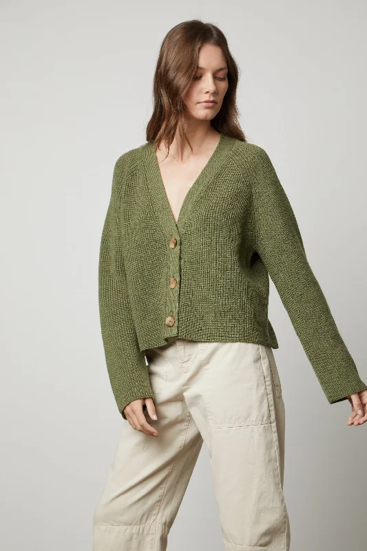 MARILYN BUTTON FRONT CARDIGAN Cable Knit Ribbed Knit Lace Knit