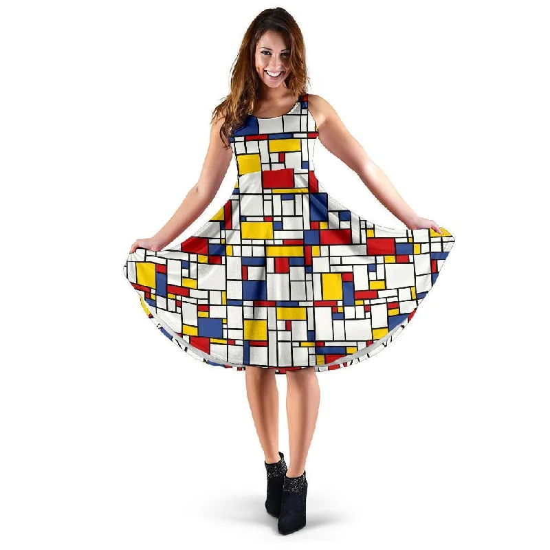 Mondrian Pattern Print Dress