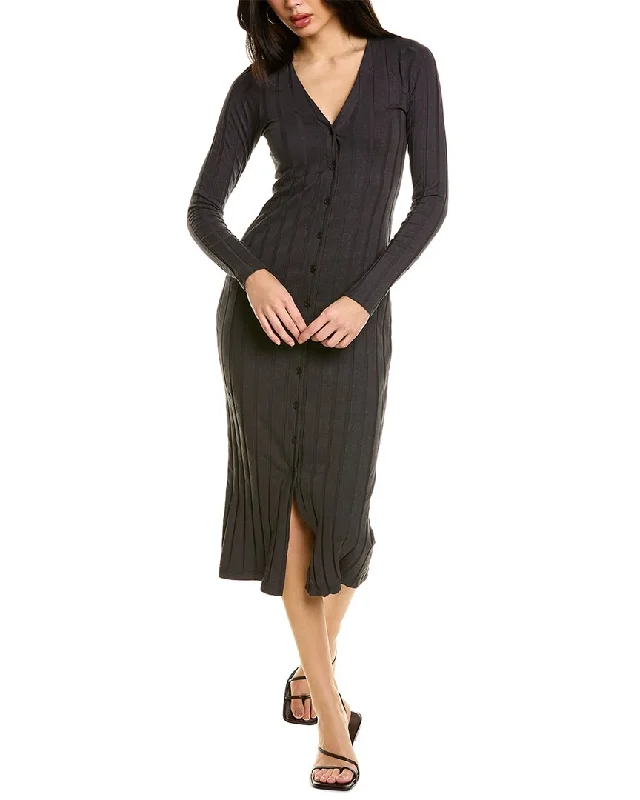 Monrow Flat Rib Cardigan Dress Fleece Fabric Down Fabric Feather Fabric