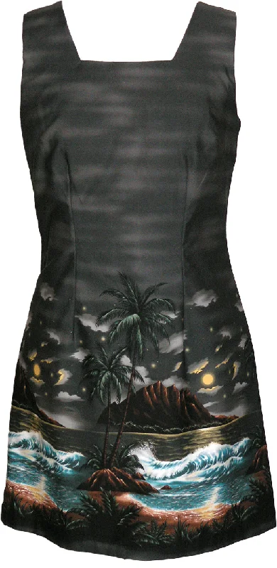Moonlight Surf Women's A-Line Short Tank Hawaiian Dress (Petite Size)