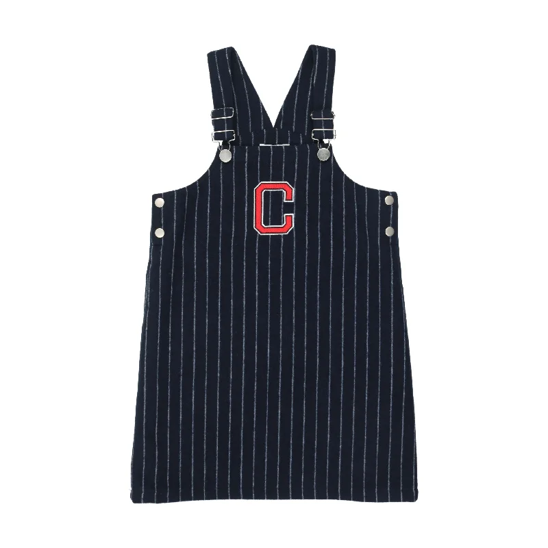 Navy Pinstripe Jumper Dress