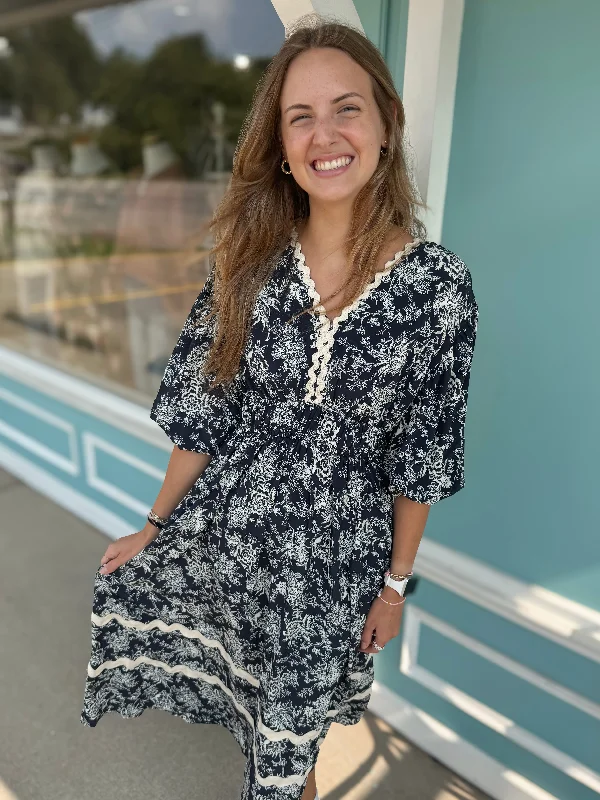 Navy Ric Rac Dress