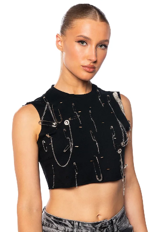 NEW PUNK EMBELLISHED TANK TOP soft pink tank