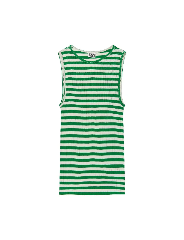 NPS Tank Top Broadway, Green/Ecru high neck tank