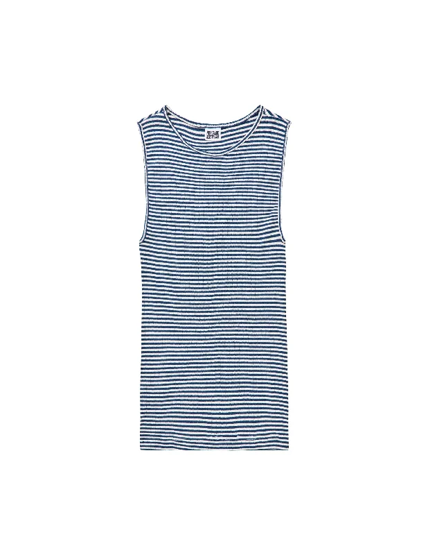 NPS Tank Top Fine Stripe, Marine/Ecru graphic tank top