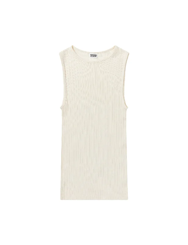 NPS Tank Top Solid Color, Ecru off shoulder tank