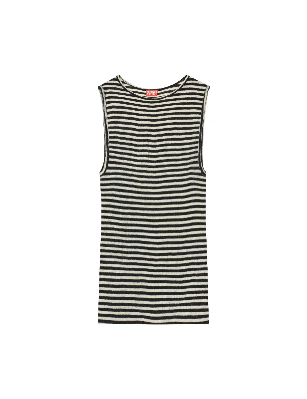 NPS Tank Top Wool, Black/Ecru Stripe crossback tank top