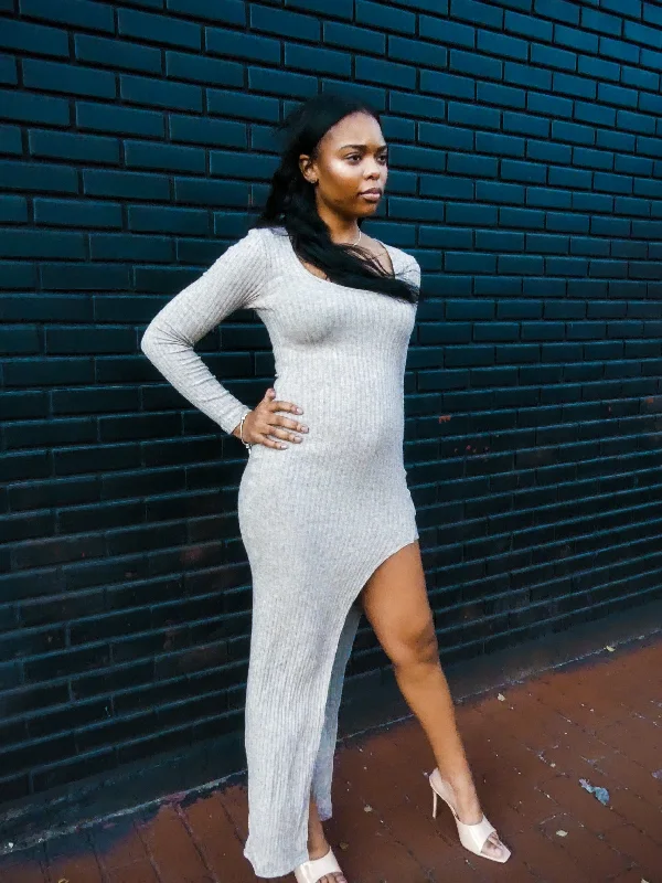 Oatmeal Slit Dress