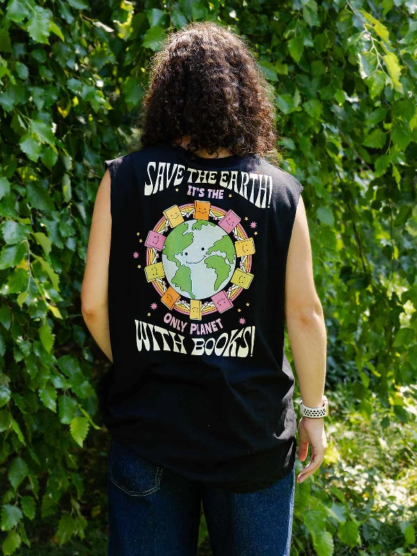 Only Planet with Books Unisex Tank Top (Print Shop) workout tank top
