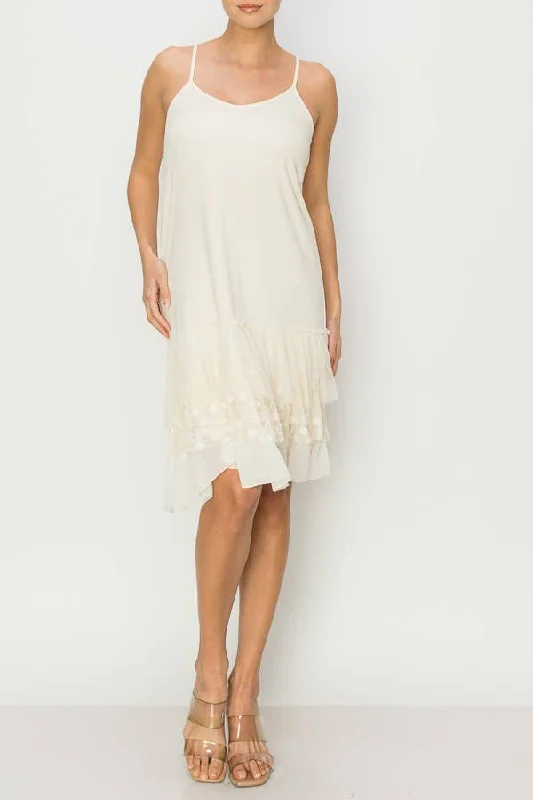 Origami Apparel ~ White Lace and Crochet Slip Dress  - OLS-4672