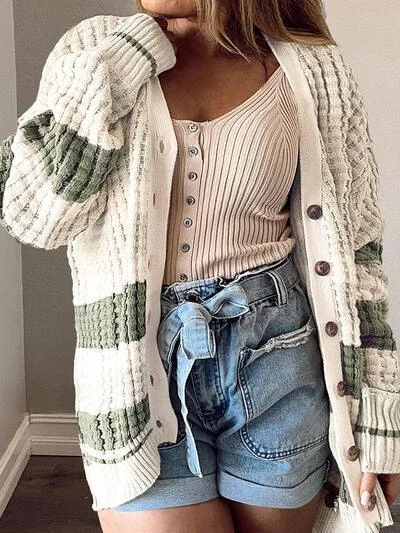 Plus Size Striped Button Up Dropped Shoulder Cardigan Satin Fabric Silk Fabric Chiffon Fabric Plus Size Striped Button Up Dropped Shoulder Cardigan Satin Fabric Silk Fabric Chiffon Fabric