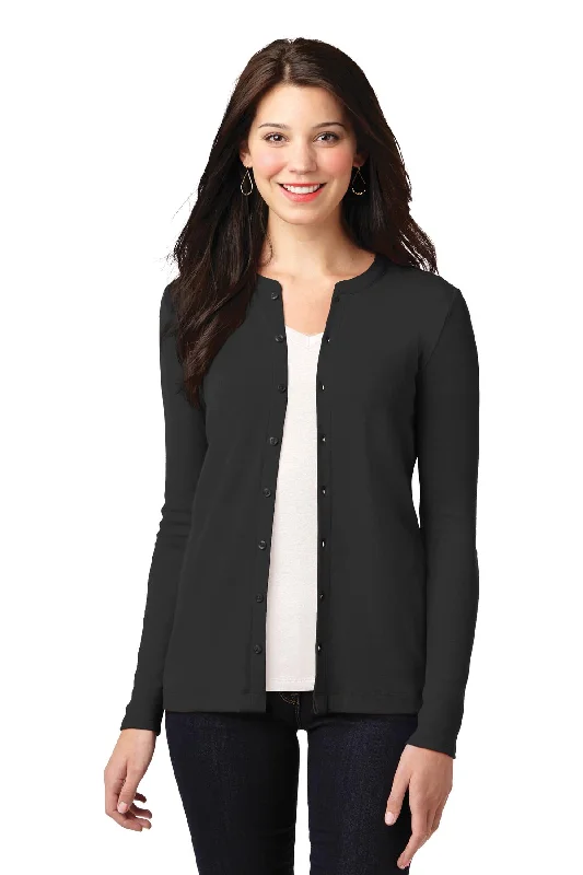 Port Authority Ladies Concept Stretch Button-Front Cardigan. LM1008 Open Front Closed Front Wrap Front Port Authority Ladies Concept Stretch Button-Front Cardigan. LM1008 Open Front Closed Front Wrap Front