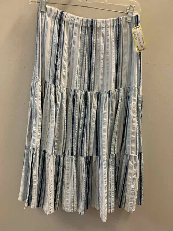 PRE-OWNED BASIC EDITION Dresses and Skirts Size M BLUE SHADES Stripe Skirt