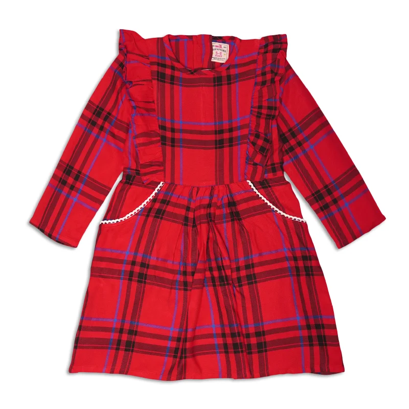 Red Check Plaid Frill Dress